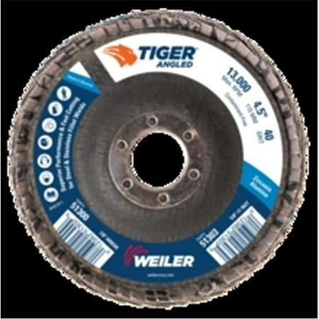 51300tiger-angled-flap-disc-78-in-40-grit-10-per-box-weiler-tiger-angled-flap-discs-warning-this-product-can-expose-you-to-silica-a-chemical-known-to-the-state-of-california-to-cause-cancer-for-more-information-go-to-wwwp65wa