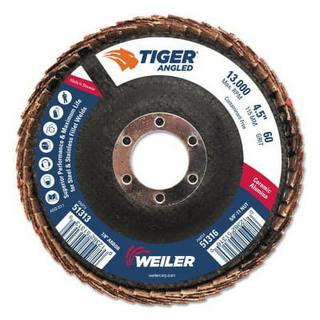 51313tiger-angled-flap-disc-78-in-60-grit-10-per-box-weiler-tiger-angled-flap-discs-warning-this-product-can-expose-you-to-silica-a-chemical-known-to-the-state-of-california-to-cause-cancer-for-more-information-go-to-wwwp65wa