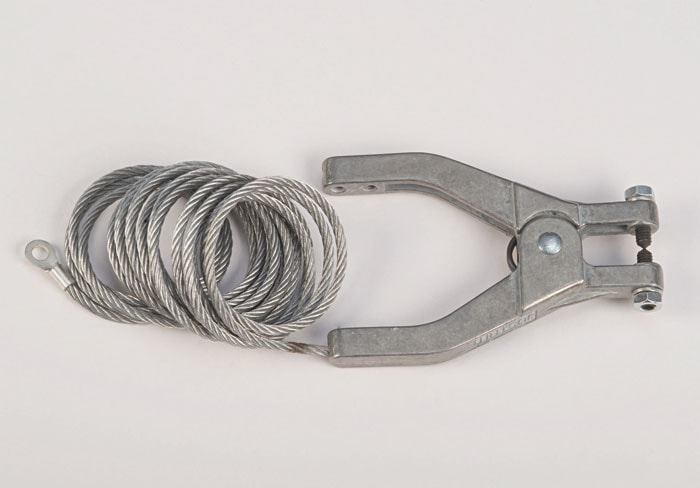 Antistatic  Wire For Bonding/Grounding, With Hand Clamp and 1/4 inch Terminal, 10 feet Coiled