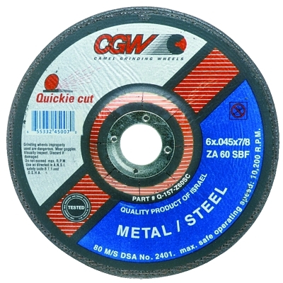 45007quickie-cut-6-in-od-x-0045-in-t-27-za-cutoff-wheel-is-the-best-choice-for-smooth-finishingquickie-cut-6-od-x-0045-type-27-cutoff-wheel-with-arbor-size-of-78-is-made-of-zirconia-alumina-for-durability-60medium-grit-wheel-