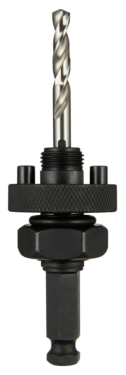 49569100acts-as-an-guide-to-ensure-that-the-hole-saw-blade-cuts-straight-into-the-material-utilizes-a-716-in-hex-shank-for-solid-shank-connection-this-arbor-is-designed-to-be-used-with-38-in-or-larger-drills-works-with-hole-s