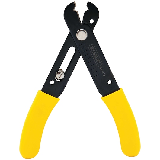 84213the-wire-stripper-and-cutter-from-stanley-cuts-and-strips-wire-from-10-to-26-gauge-it-includes-an-adjustable-slide-stop-and-hole-for-bending-and-looping-wire-it-also-features-a-rustresistant-finish-comfortable-vinyl-grip