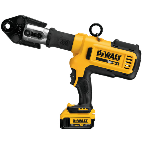 dce200m2the-dce200-cordless-press-tool-uses-an-electric-motor-to-power-a-hydraulic-piston-pump-the-pumping-action-forces-a-ram-forward-that-forces-closed-a-jaw-set-or-attachment-the-attachment-mechanically-presses-fittings-on