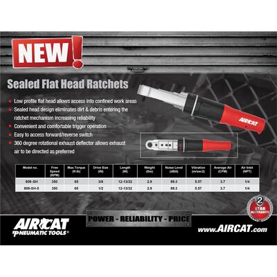 AirCat 1/2" Drive Sealed Flat Head Ratchet