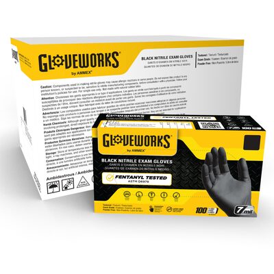 Gloveworks Black Nitrile PF Exam MD Gloves