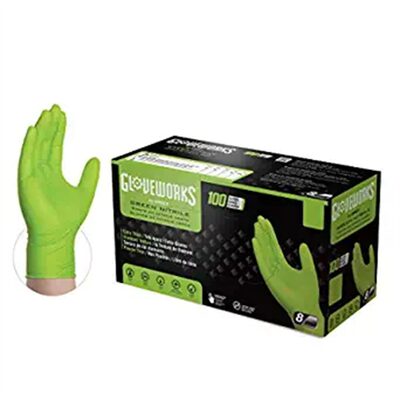 Gloveworks HD Green Nitrile Diamond Grip Large