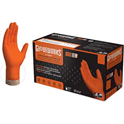 Gloveworks HD Orange Nitrile Gloves Medium