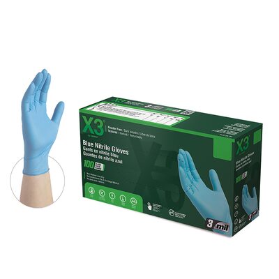 Xtreme XXL  X3 Powder Free Textured Blue Nitrile