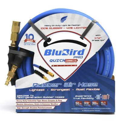 BluBird Rubber Air Hose Assembly 3/8" x 50' w/ Quick Connects