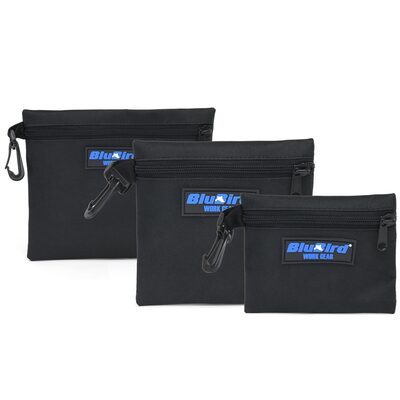 BluBird Work Gear - Multi - Purpose Clip - on Zippered Poly Bags, 3 Pack