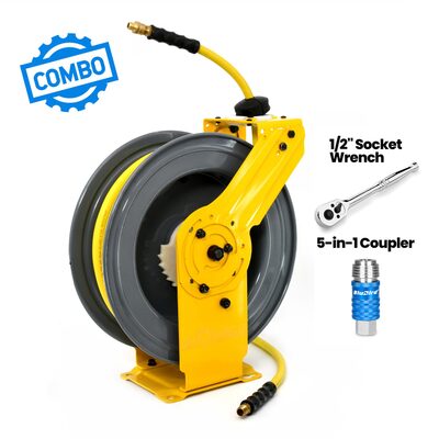 BluBird OilShield Heavy - Duty Air Hose Reel All - In - One 3/8 x 100