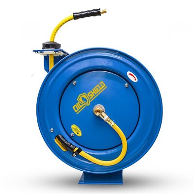 BluBird OilShield Rubber 3/8" x 50' Air Hose Reel Heavy Duty Single Arm Assembly