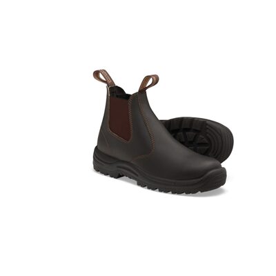 Blundstone Soft Toe Elastic Side Slip-on Boot, Water Resistant, Kick Guard, Stout Brown, AU size 8.5, US size 9.5