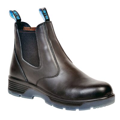 Blue Tongue Blk 6" Slip-On Comp Toe Safety Boot, 7