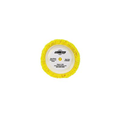 Buff And Shine 7503GY Buffing Grip Pad, 7-1/2 in Dia, Hook and Loop Attachment, 100% Twisted Wool Pad, Yellow