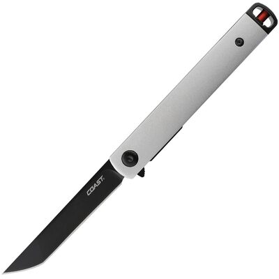 COAST LX502 1919 Founders Series Select Assisted Open Titanium Nitride Coated 9Cr18Mov Tanto Blade Stainless Steel Handle with Frame Lock Folding Pocket Knife - Silver