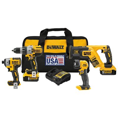 DEWALT 20V MAX* XR Cordless Drill Combo Kit, 4-Tool