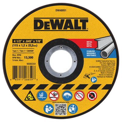 DeWalt 4-1/2-in. x .045-in. x 7/8-in. T1 Cut-Off Wheel for Metal