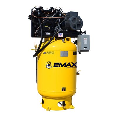 Emax Compressor Industrial Plus 7.5 HP 3 PH 120 GALLON VERTICAL WITH AIR SILENCER-With Pressure Lube Pump