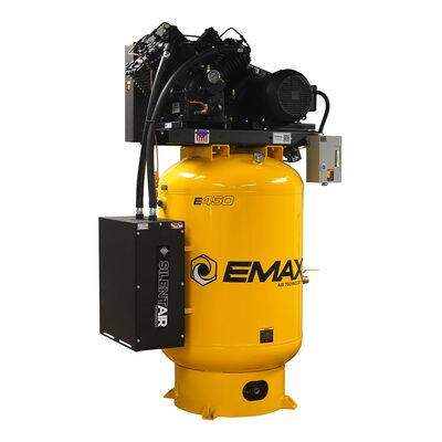 EMAX Compressor  EMAX Silent Air 10HP 120-Gal Air Compressor &hyphen; 38CFM, Two-Stage, 4-Cylinder , Pressure Lube, Includes Maintenance Kit