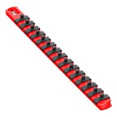Ernst Mfg. 13&rdquo; Socket Organizer with 15 Twist Lock Clips - Red - 1/4&rdquo;