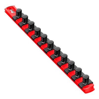 Ernst Mfg. 13&rdquo; Socket Organizer with 11 Twist Lock Clips - Red - 1/2&rdquo;