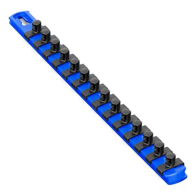 Ernst Mfg. 13 Inch Socket Organizer w/Twist Lock Clips - Blue-3/8 Inch