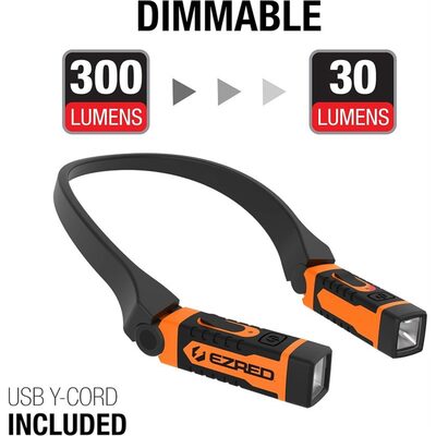 E-Z Red ANYWEAR Rechargeable 300 Lumen Dimmable Neck Light - Orange