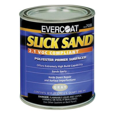Fibre glass Evercoat SLICK SAND 100708 Extra High-Build Polyester Primer Surfacer, 1 qt Round Can, Gray
