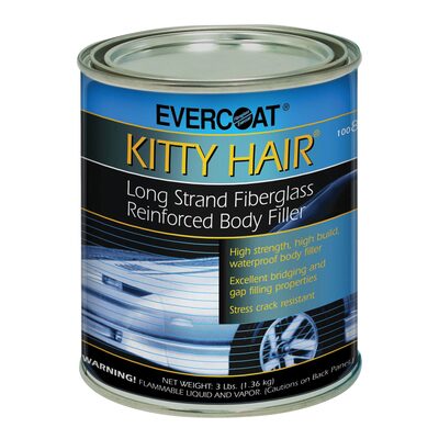 Fibre glass Evercoat KITTY HAIR 100868 Long Strand Fiberglass Reinforced Body Filler, 1 qt Can, Paste, Long Strand
