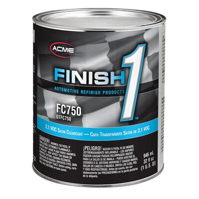 Finish 1 Automotive Refinish Products FC750-4 High Solid 2.1 VOC Clearcoat, 1 qt Can, Satin, 4:1 Mixing