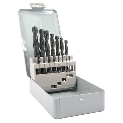 Forney Industries 15-Piece Jobber Length Drill Bit Set, High Speed Steel (HSS), 135 Degree Split Point
