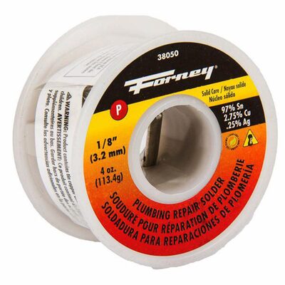 Forney Industries Solder, Lead Free (LF), Plumbing Repair, Solid Core, 1/8 in, 4 Ounce
