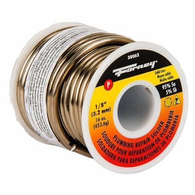 Forney Industries Solder, Lead Free (LF), Plumbing Repair, Solid Core, 1/8 in, 16 Ounce