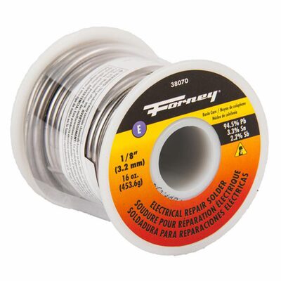 Forney Industries Solder, Electrical Repair, Rosin Core, 1/8 in, 16 Ounce