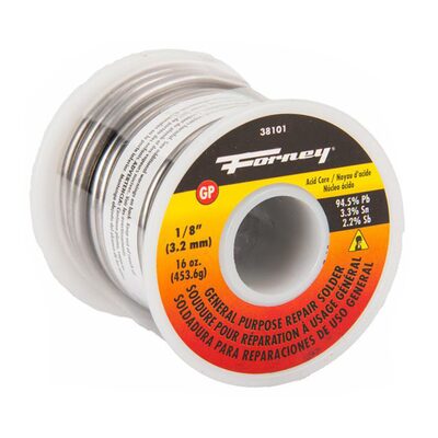 Forney Industries Solder, General Purpose Repair, Acid Core, 1/8 in, 16 Ounce