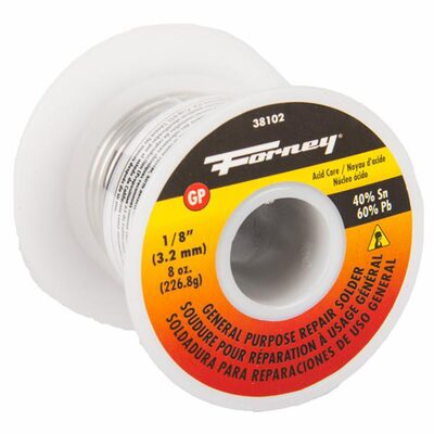 Forney Industries Solder, General Purpose Repair, Acid Core, 1/8 in, 8 Ounce