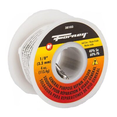 Forney Industries Solder, General Purpose Repair, Acid Core, 1/8 in, 4 Ounce