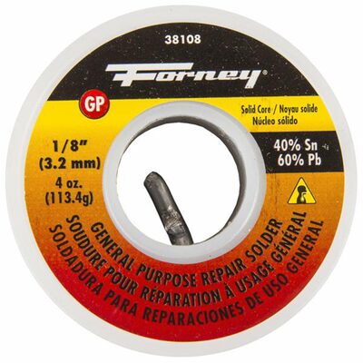 Forney Industries Solder, General Purpose Repair, Solid Core, 1/8 in, 4 Ounce