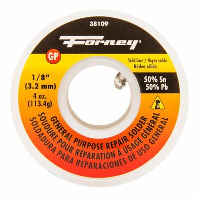 Forney Industries Solder, General Purpose Repair, Solid Core, 1/8 in, 4 Ounce