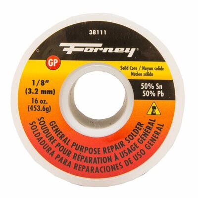 Forney Industries Solder, General Purpose Repair, Solid Core, 1/8 in, 16 Ounce