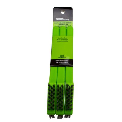 Forney Industries Scratch Brush with Plastic Handle, Stainless 3 x 7 Rows 3-Pack