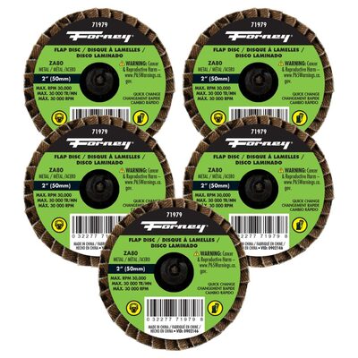 Forney Industries Quick Change Flap Disc, 80 Grit, 2 in (5-Pack of Forney 71979)