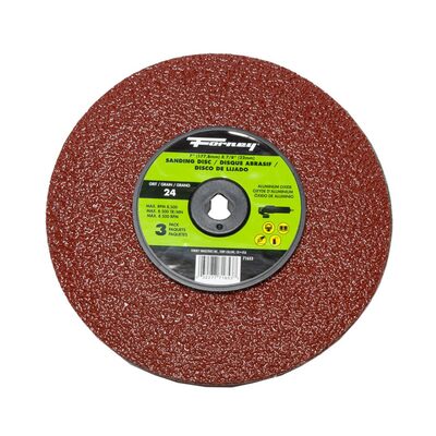 Forney Industries Resin Fibre Sanding Disc, Aluminum Oxide, 7 in x 7/8 in Arbor, 24 Grit