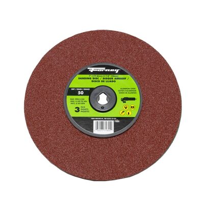 Forney Industries Resin Fibre Sanding Disc, Aluminum Oxide, 7 in x 7/8 in Arbor, 50 Grit