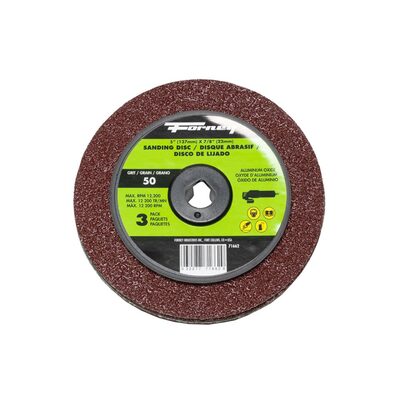 Forney Industries Resin Fibre Sanding Disc, Aluminum Oxide, 5 in x 7/8 in Arbor, 50 Grit