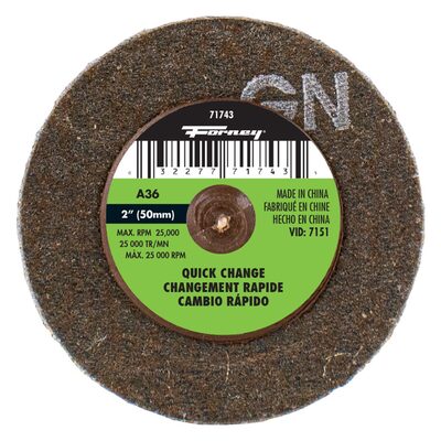 Forney Industries Quick Change Sanding Disc, 2 in, 36 Grit