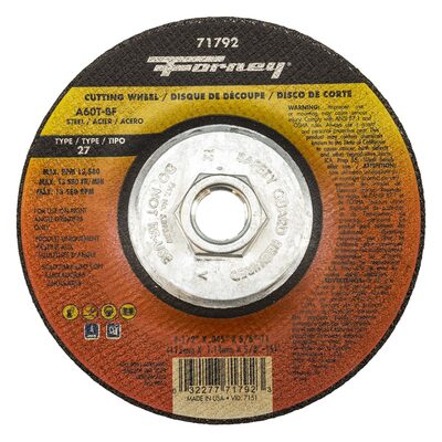 Forney Industries Cut-Off Wheel, Metal, Type 27, 4-1/2 in x .045 in x 5/8 in-11