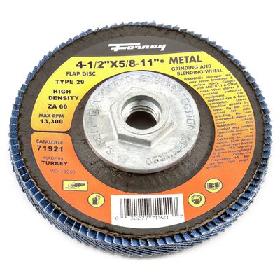 Forney Industries Flap Disc, High Density, Type 29, 4-1/2 in x 5/8 in-11, ZA60