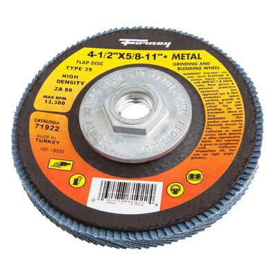 Forney Industries Flap Disc, High Density, Type 29, 4-1/2 in x 5/8 in-11, ZA80